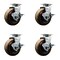 Service Caster 5'' High Temp Phenolic Swivel Caster Set with Bronze Bearings and Brakes, 4PK SCC-20S520-PHBZHT-TLB-4 - alternate 1